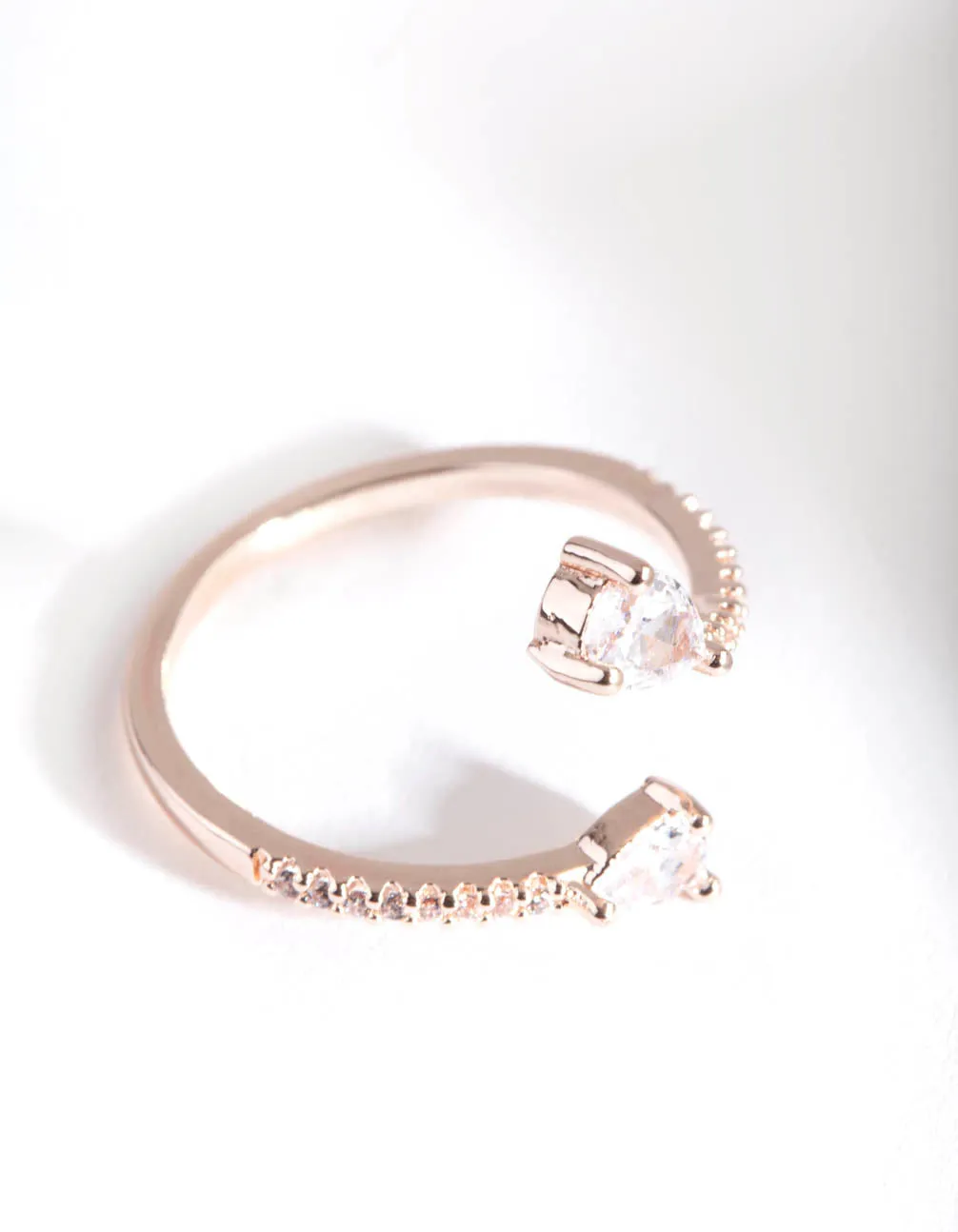 Rose Gold Open Teardrop Diamante Ring Elegant Glow Exquisite work