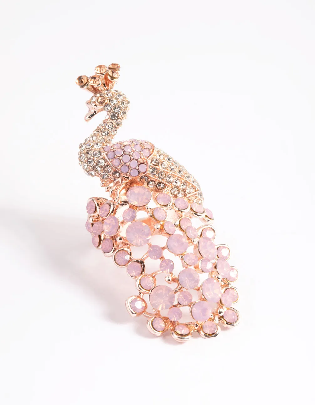 Rose Gold Peacock Statement Ring Glamorous Jewelry