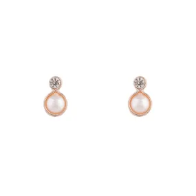 Comfortable Appearance Rose Gold Pearl Bottom Stud Earrings