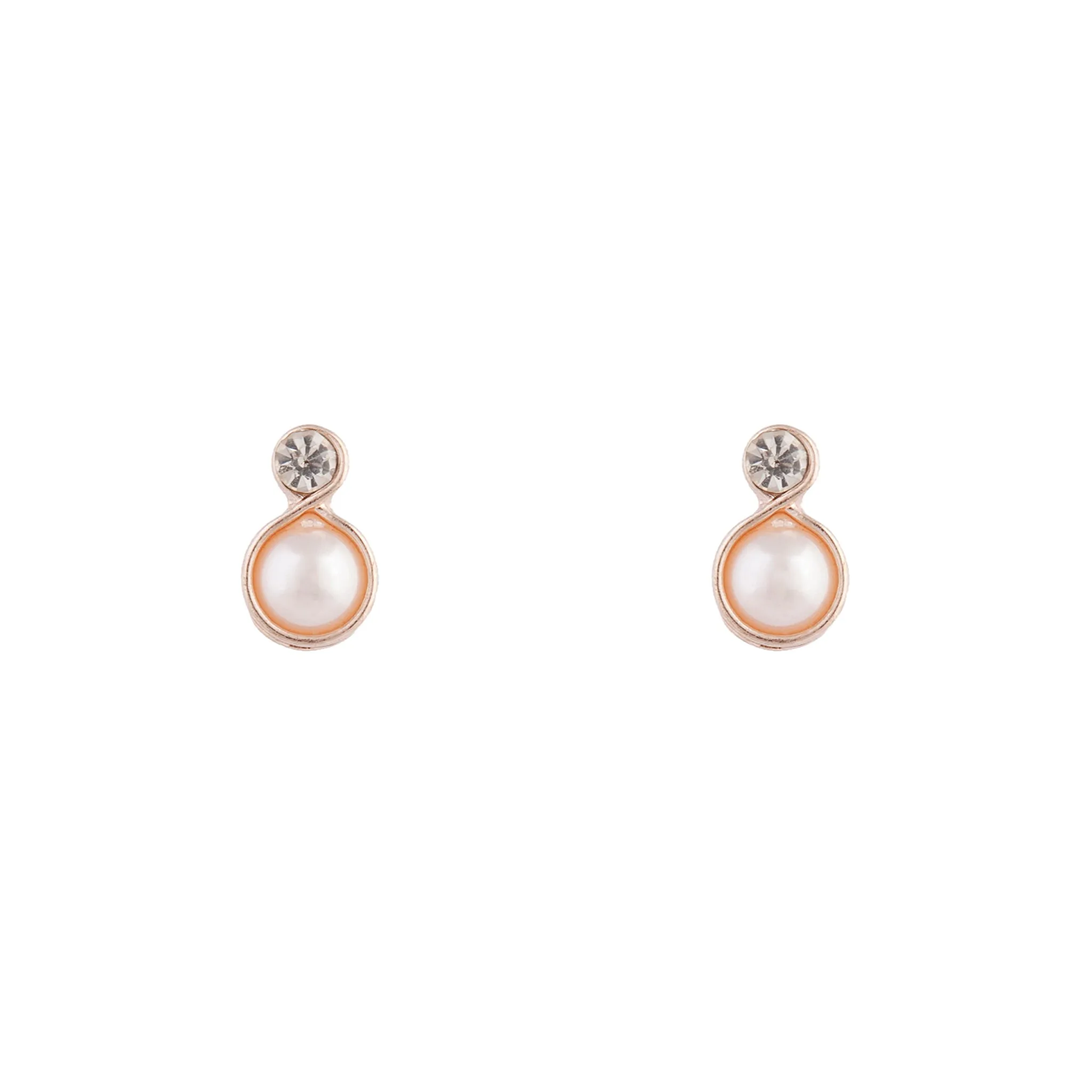 Comfortable Appearance Rose Gold Pearl Bottom Stud Earrings