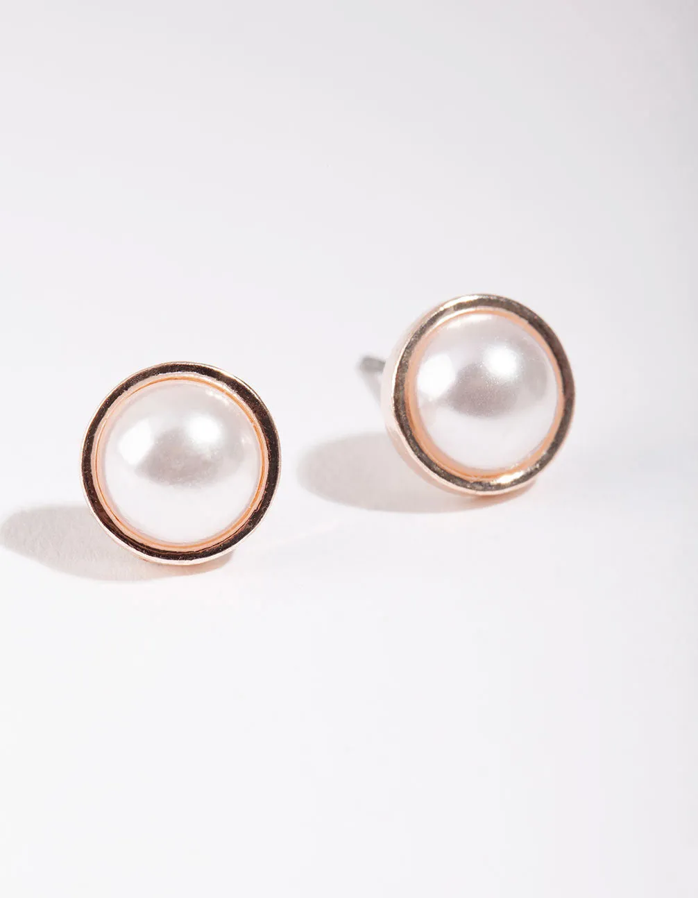 Evening Item Rose Gold Pearl Casting Stud Earrings