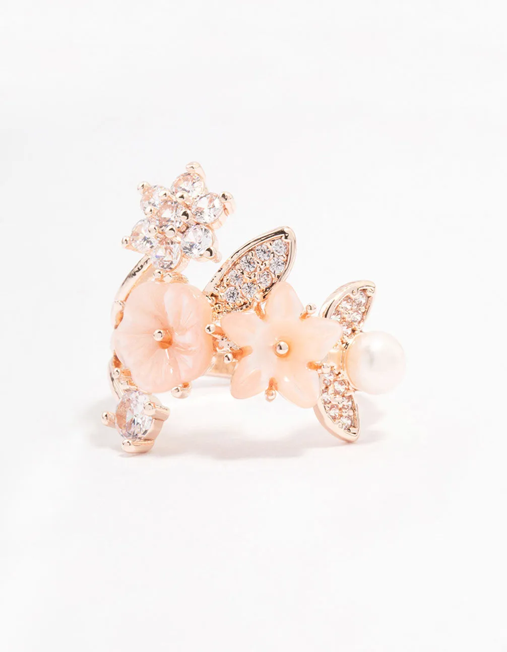HighEnd Insignia Rose Gold Plated Floral Bouquet Ring