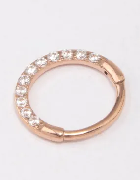 Shiny Detail Classic Item Rose Gold Plated Surgical Steel Clicker Ring