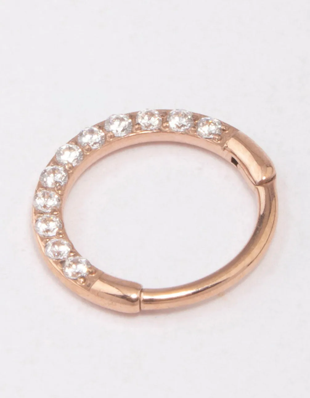 Shiny Detail Classic Item Rose Gold Plated Surgical Steel Clicker Ring