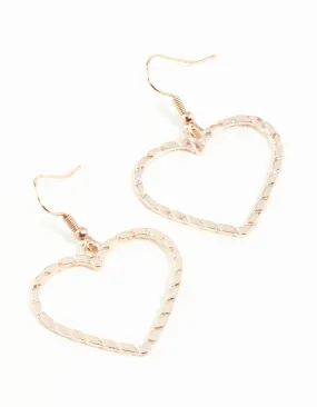 Rose Gold Rope Look Heart Drop Earring Stylish Product