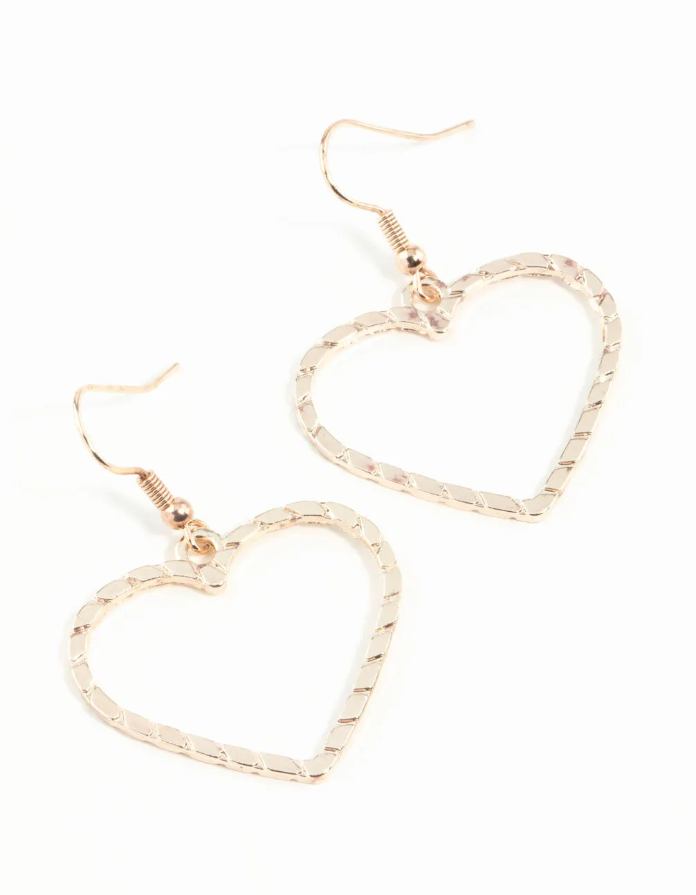Rose Gold Rope Look Heart Drop Earring Stylish Product