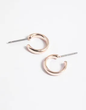 Rose Gold Rounded Huggie Hoop Earrings Premium Appearance Trendy Ornament