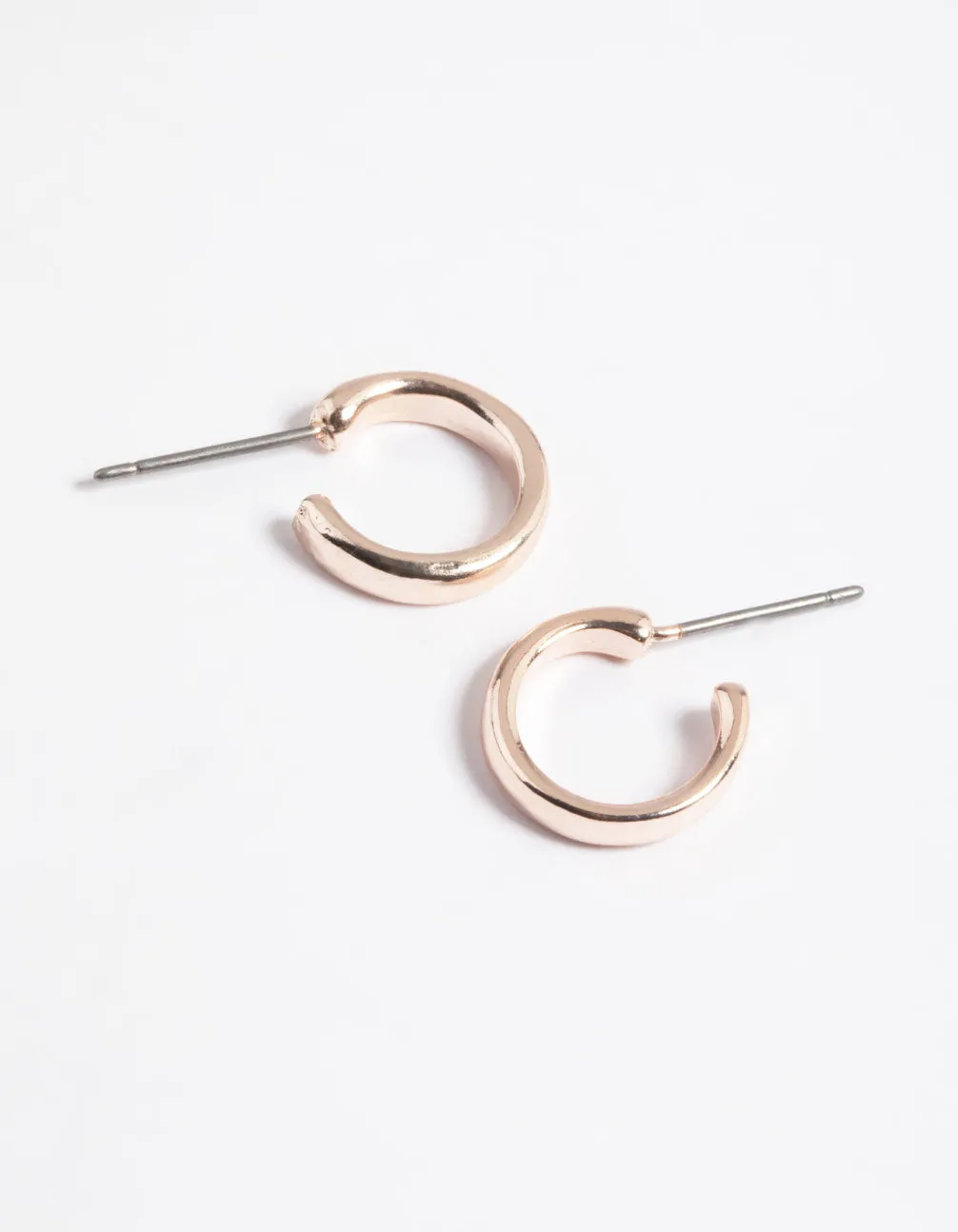 Rose Gold Rounded Huggie Hoop Earrings Premium Appearance Trendy Ornament