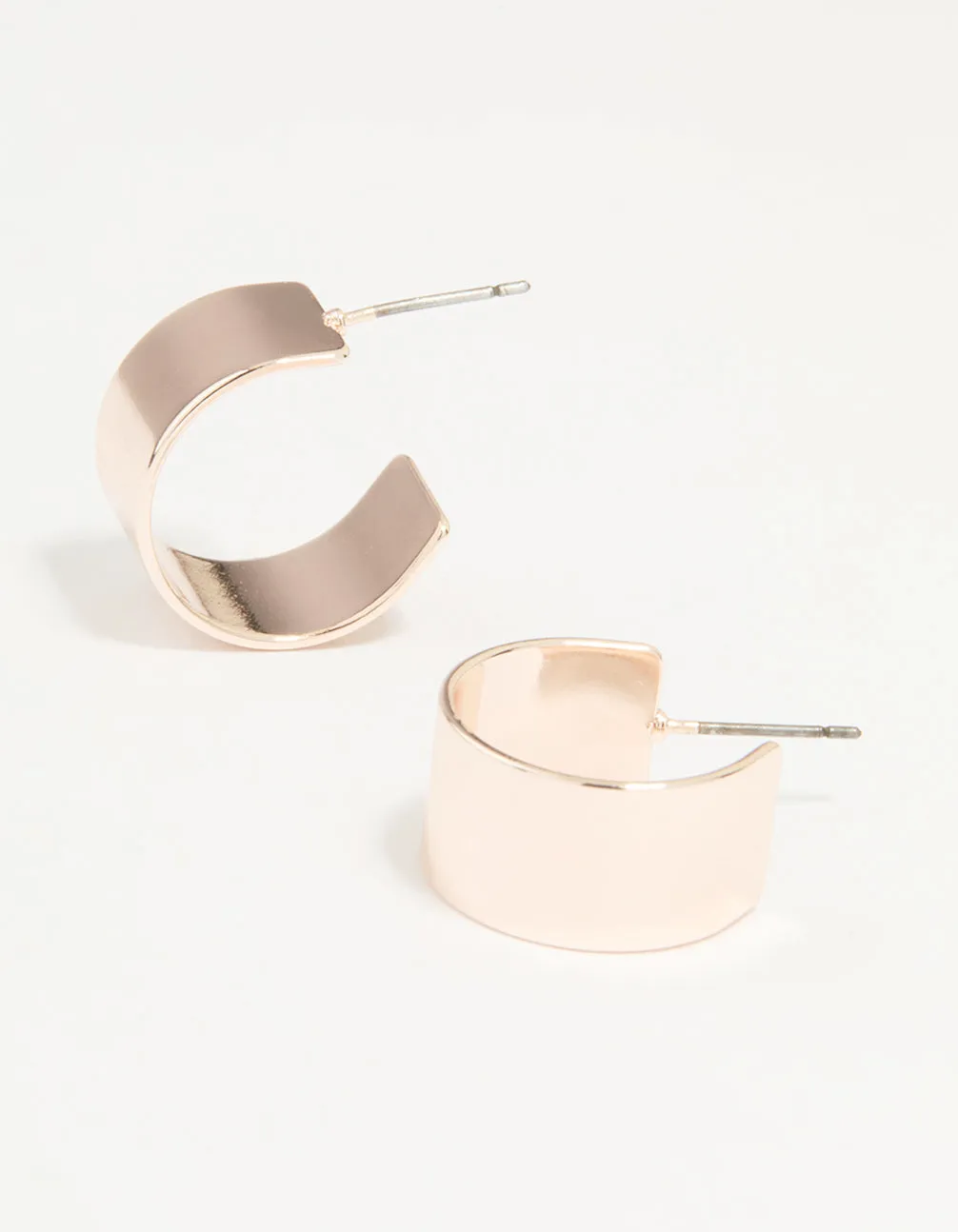 Comfortable Choice Comfortable Style Rose Gold Thick Flat Small Hoop Earrings