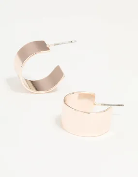 Comfortable Choice Comfortable Style Rose Gold Thick Flat Small Hoop Earrings