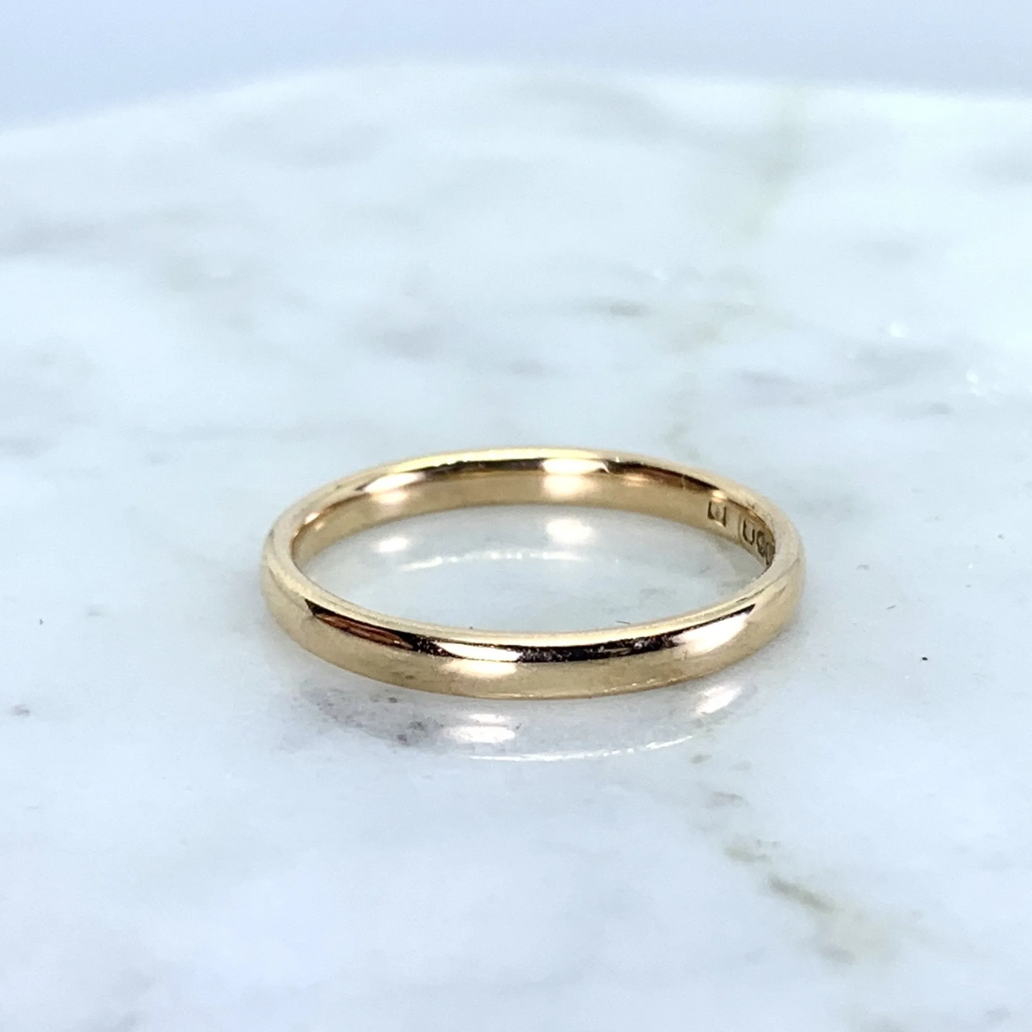 Rose Gold Wedding Band Circa 1977. Perfect Wedding Ring or Stacking Band. Full European Hallmark. Shiny Accent