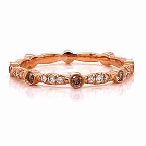 Rose Gold band with white & Champagne diamonds Gentle Radiance