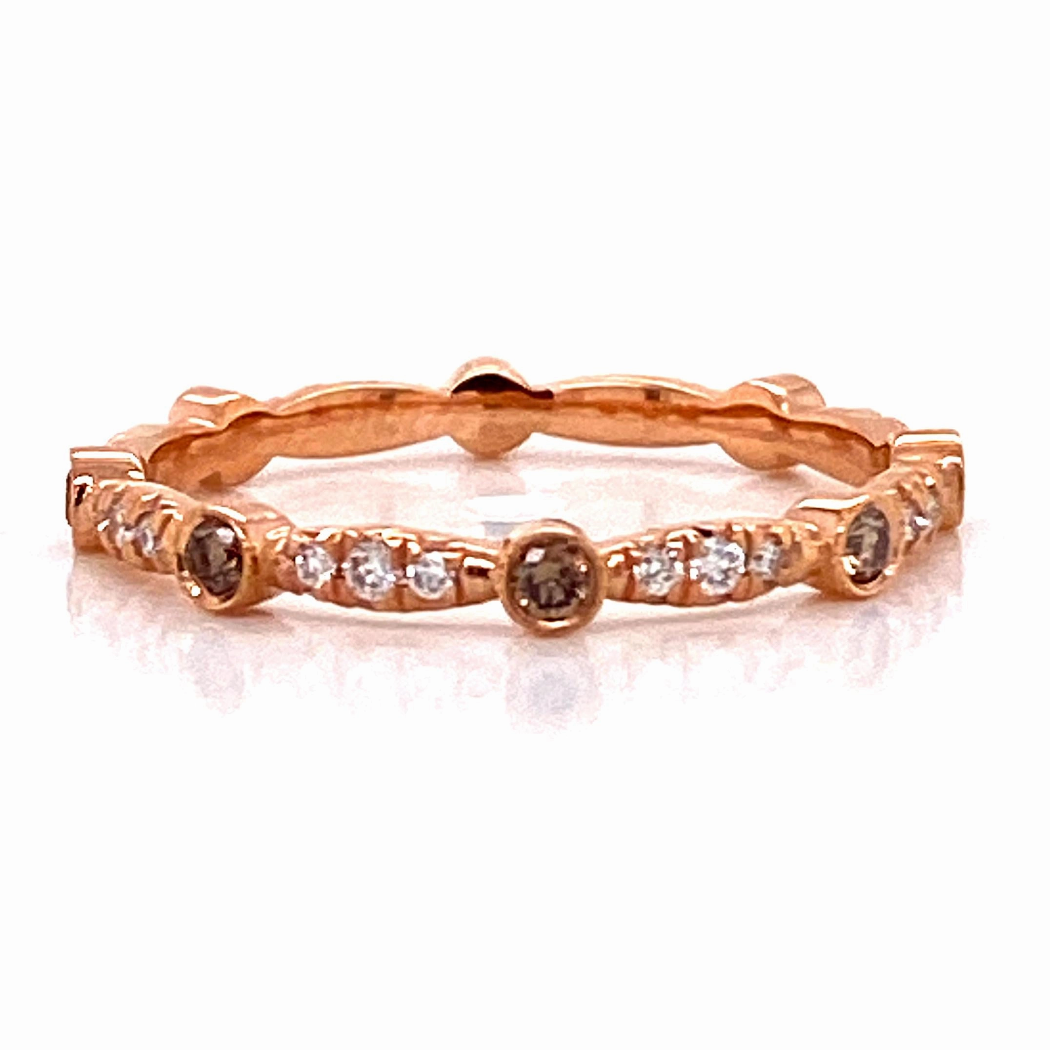 Rose Gold band with white & Champagne diamonds Gentle Radiance