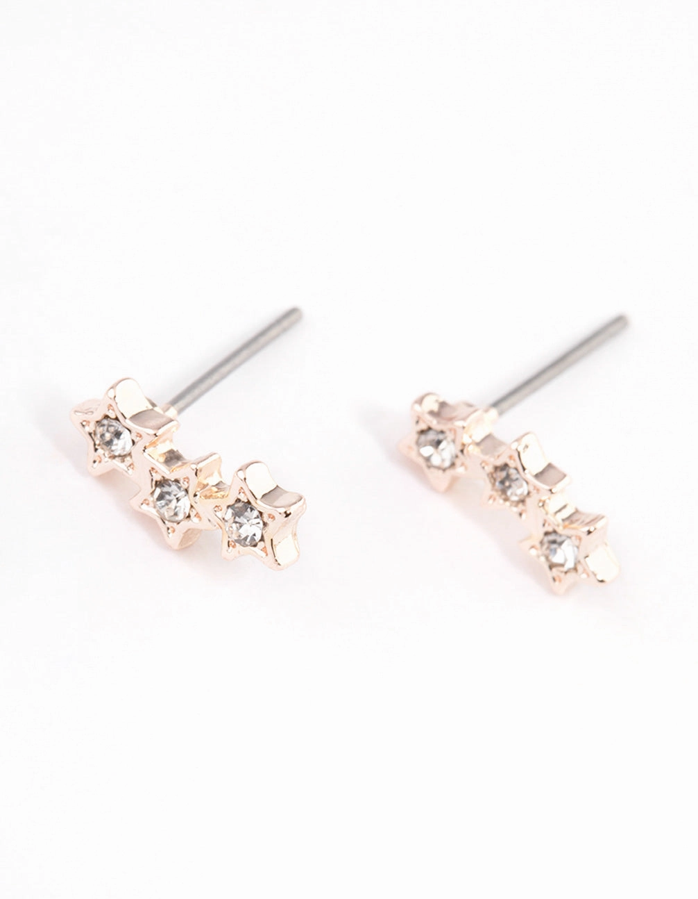 Rose Gold Star Crawler Stud Earrings Office Jewelry