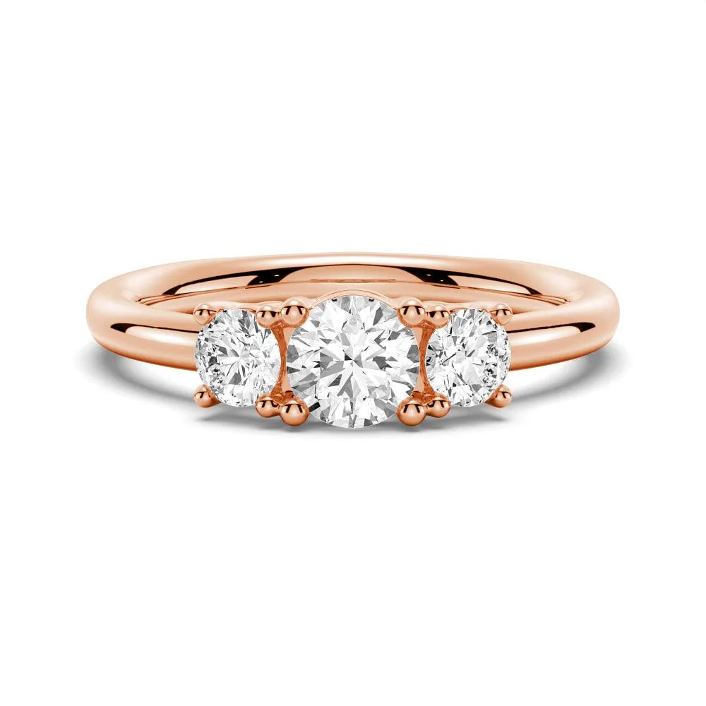 Romantic Art Round 3 Stone Shared Prong Moissanite Anniversary Band