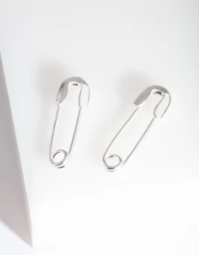 Sterling Silver Safety Pin Earrings Contemporary accessory decorative item