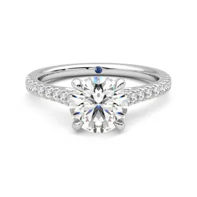 Cool Finish Round Moissanite Engagement Ring with Hidden Anniversary Stone and Pav?? Accents