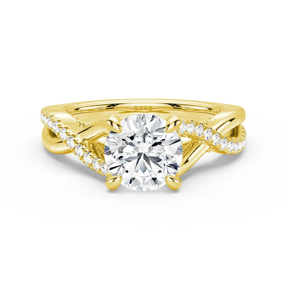Round Moissanite Twisted Band Engagement Ring with Hidden Accents Unique Item Excellent Decoration