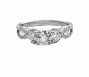 ROUND DIAMOND RING WITH DIAMONDS THROUGHOUT FREE FORM SHANK (1.27cttw) Seasonal Look