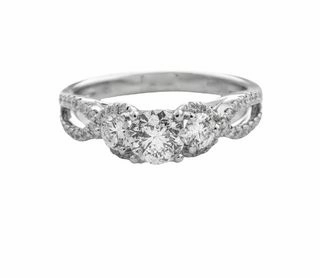 Engagement Style ROUND DIAMOND RING WITH DIAMONDS THROUGHOUT FREE FORM SHANK