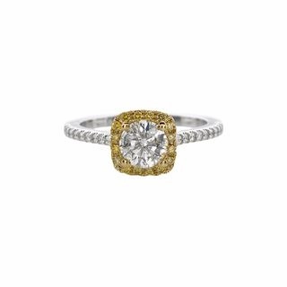 ROUND DIAMOND RING WITH FANCY YELLOW DIAMOND BEZEL AND DIAMONDS DOWN SHANK Everyday Shine