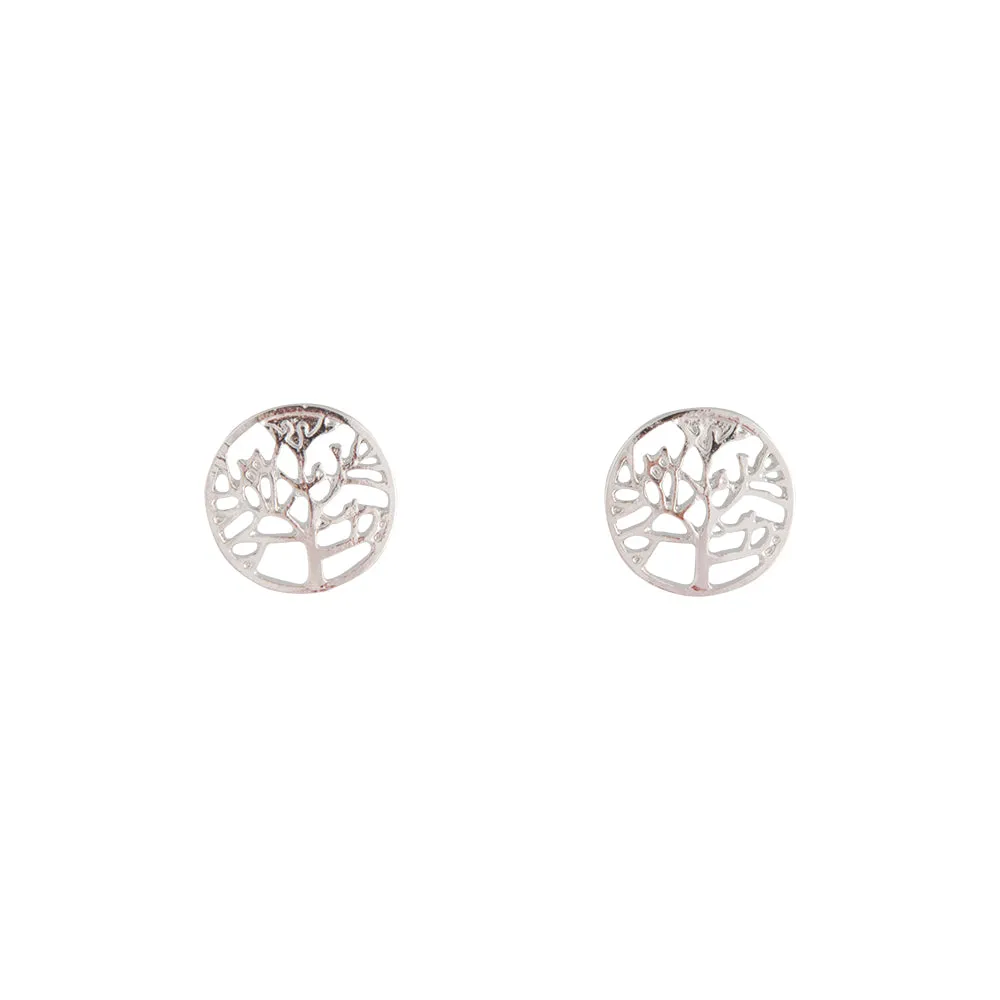 Silver Tree Of Life Stud Earrings Affordable Embellishment