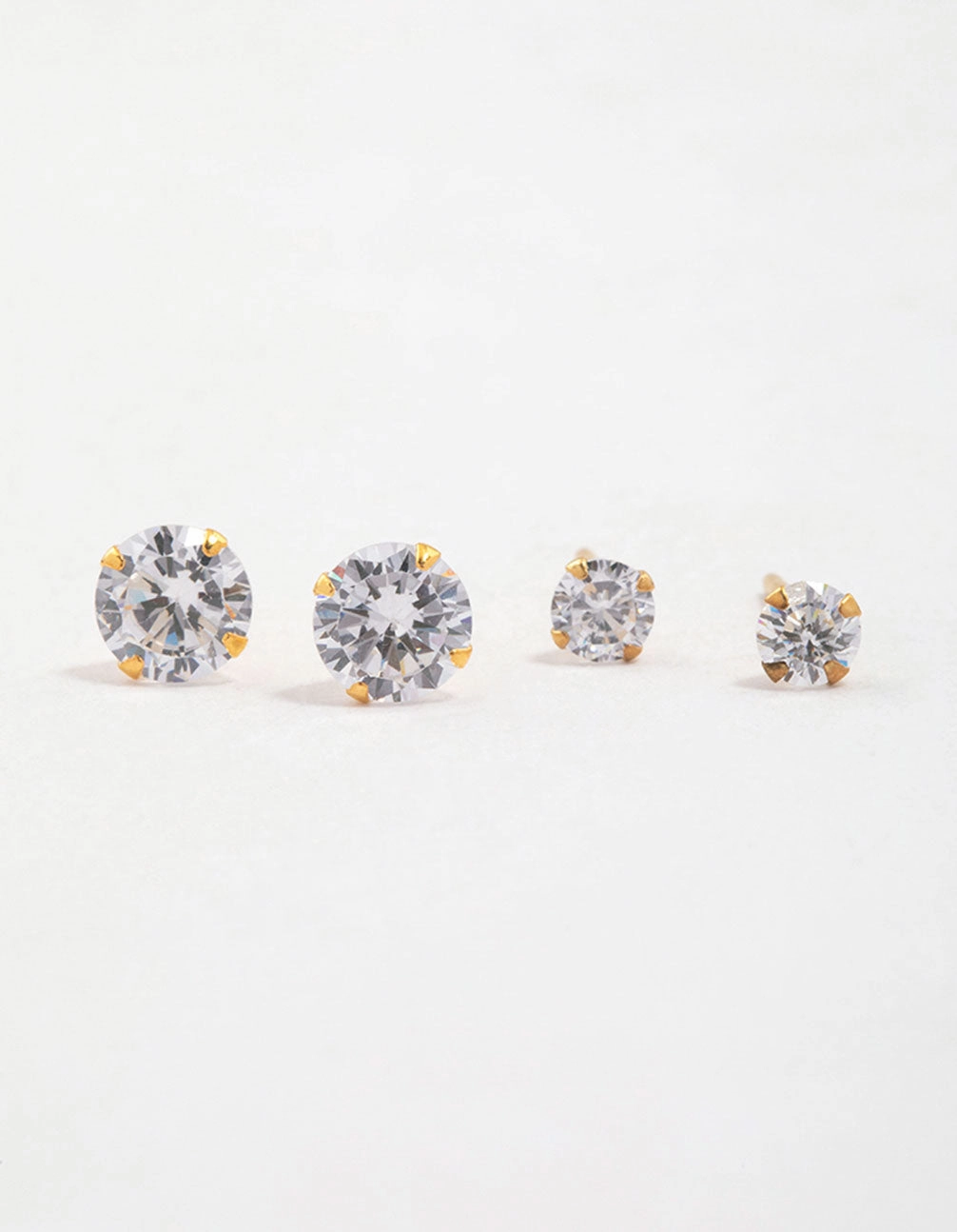 Gold Plated Sterling Silver Cubic Zirconia Stud Pack Grand Jewelry Pretty Detail