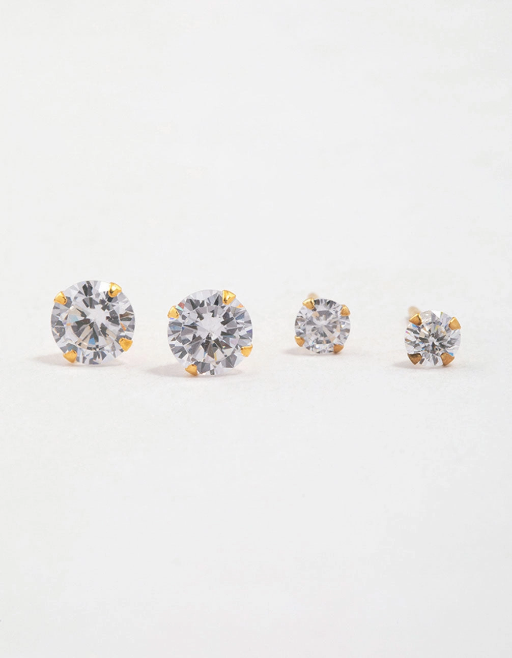 Polished Creation Artistic Jewelry Gold Plated Sterling Silver Cubic Zirconia Stud Pack