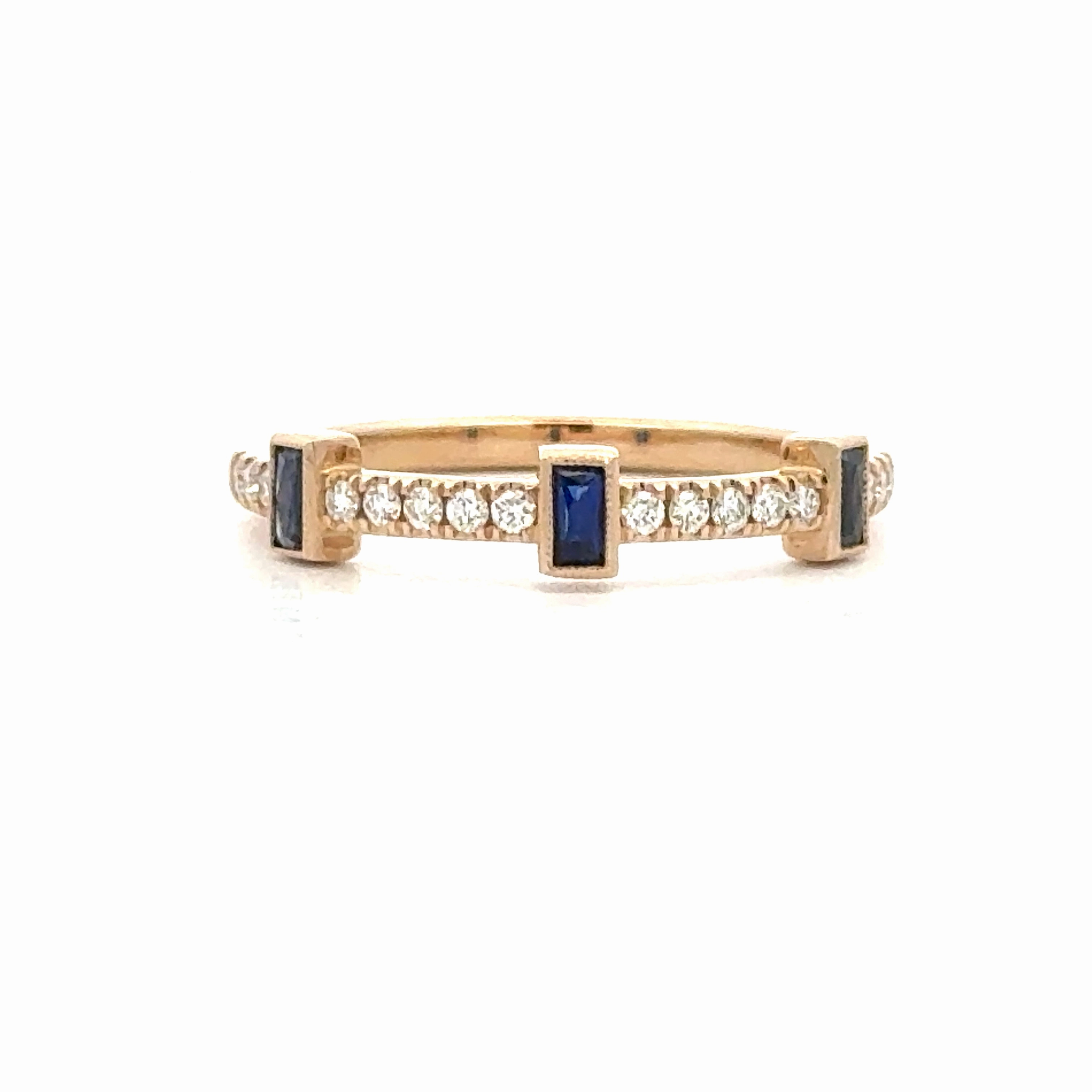 Sleek Form Sapphire and Diamond Stackable Band