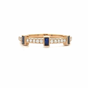 Sleek Form Sapphire and Diamond Stackable Band