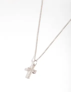 Sterling Silver Cubic Zirconia Pav?? Cross Necklace Subtle Shine