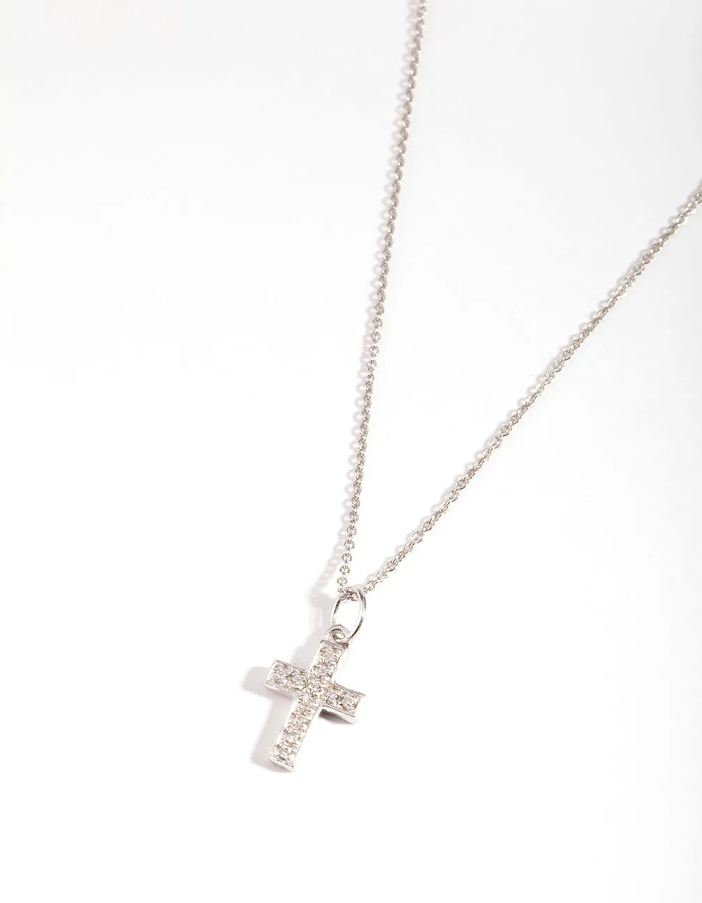 Sterling Silver Cubic Zirconia Pav?? Cross Necklace Lively Accent Satin Adornment