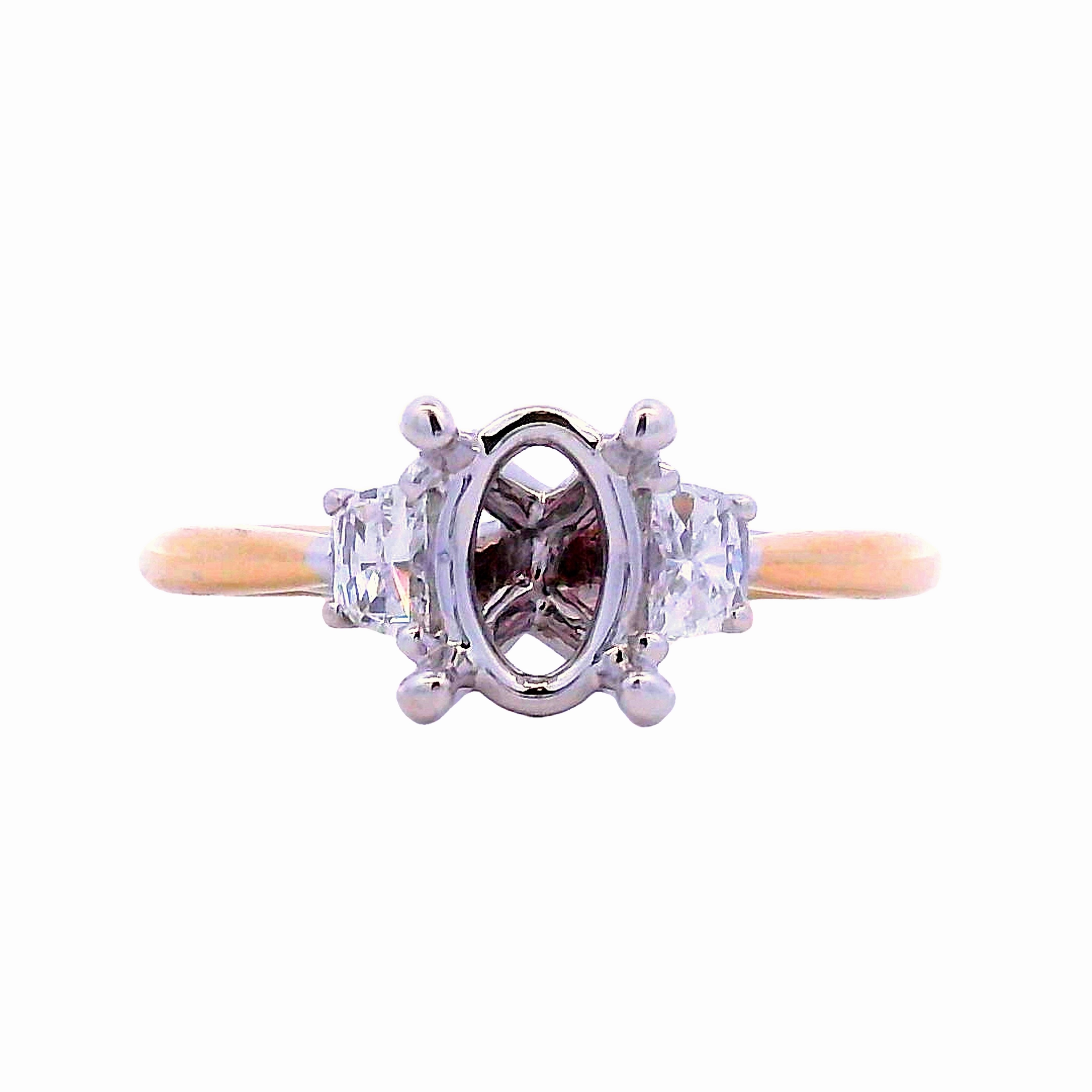 Charming Sparkle Styled Accent 14K 2-Tone Semi-mount with Trapezoid Diamonds