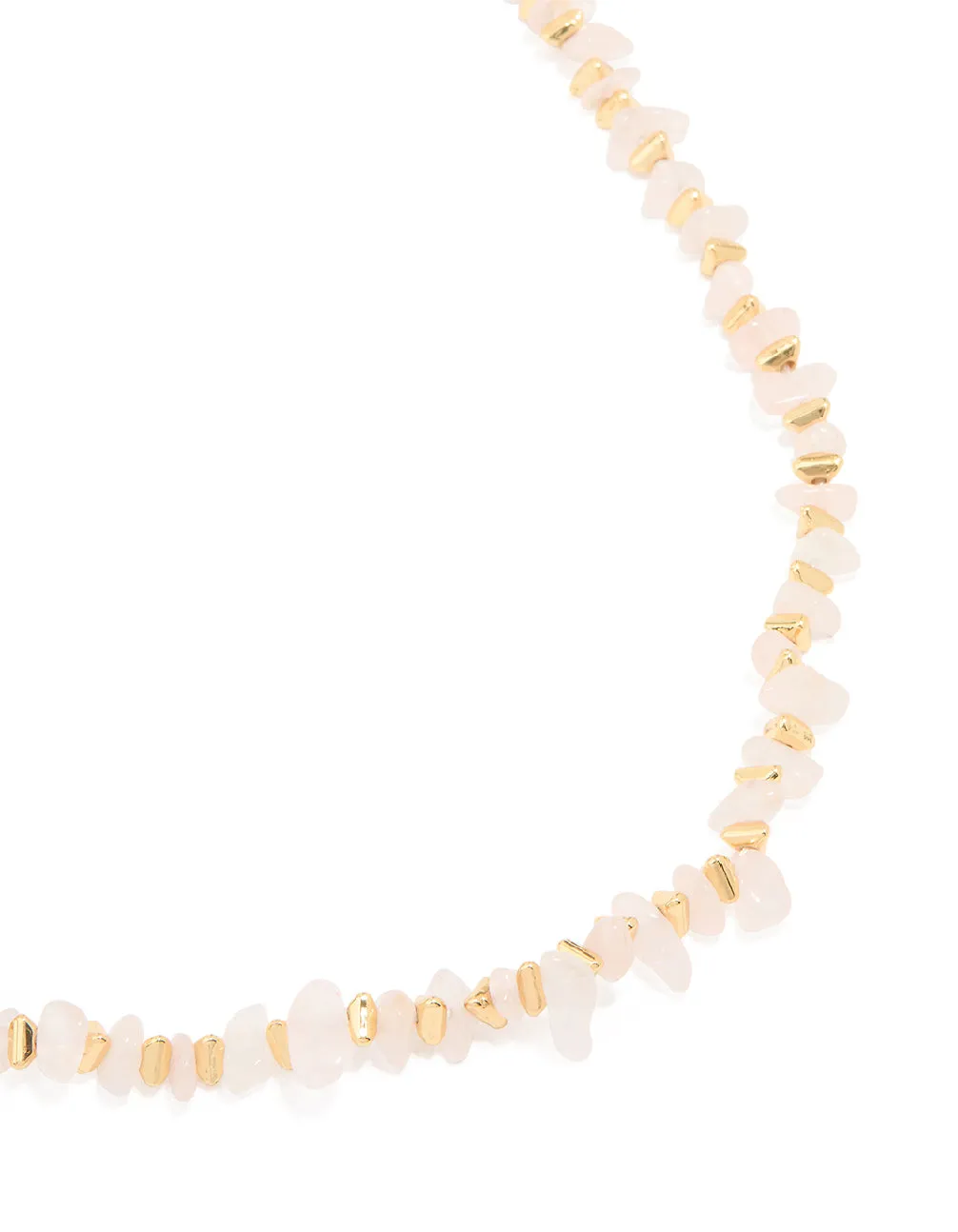 Gold Plated Rose Quartz Chip Triangle Necklace For Empowerment