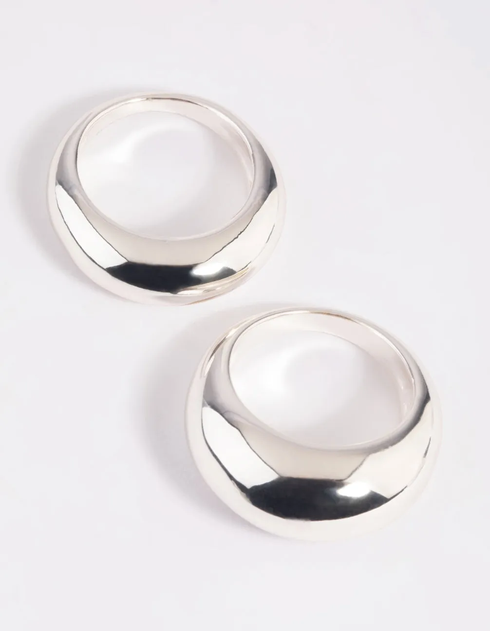 Cherished Gift Silver Plated Small & Big Dome Ring Set