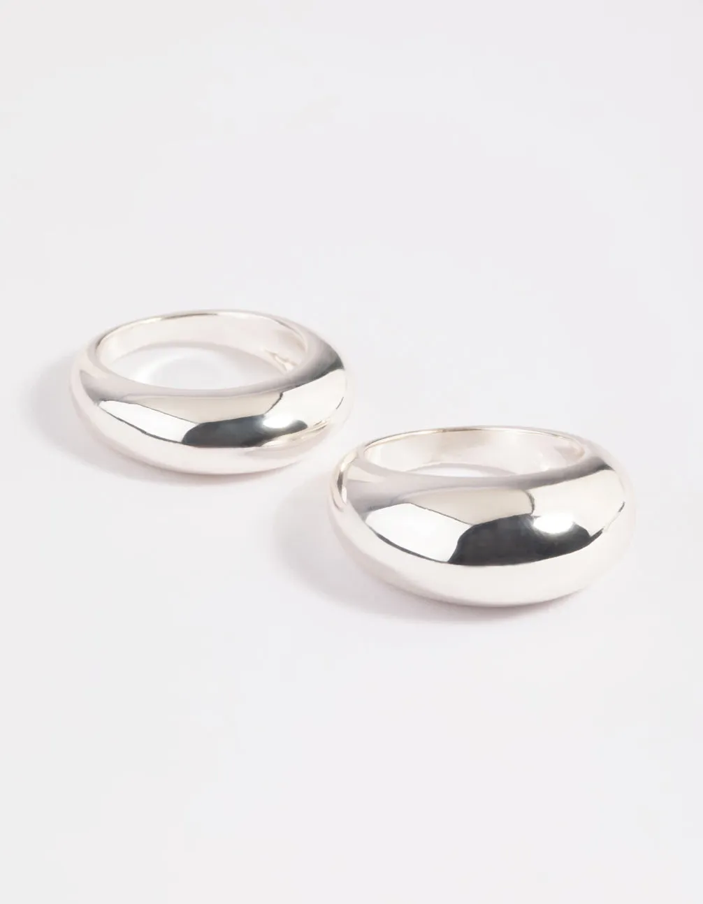 Durable Ornament Silver Plated Small & Big Dome Ring Set