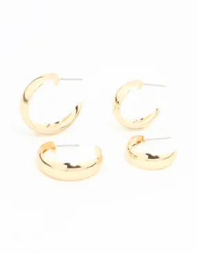 Gold Teardrop & Round Hoop Earrings 2-Pack Iridescent Piece