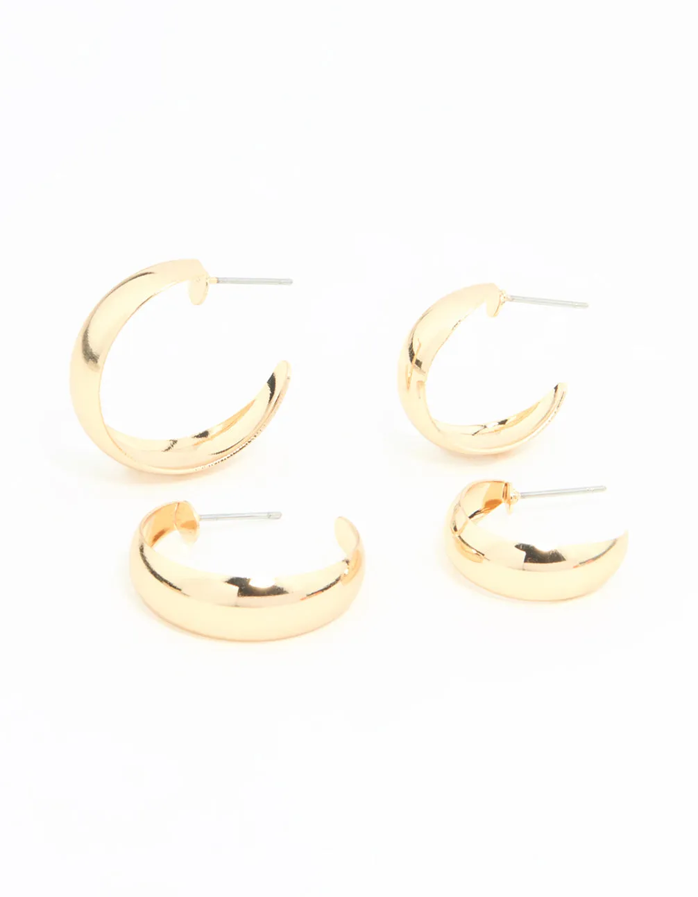 Stunning Decor Everyday Trinket Gold Teardrop & Round Hoop Earrings 2-Pack