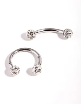 Pearlescent Item Stunning Design Surgical Steel Diamante Horseshoe Barbell Pack