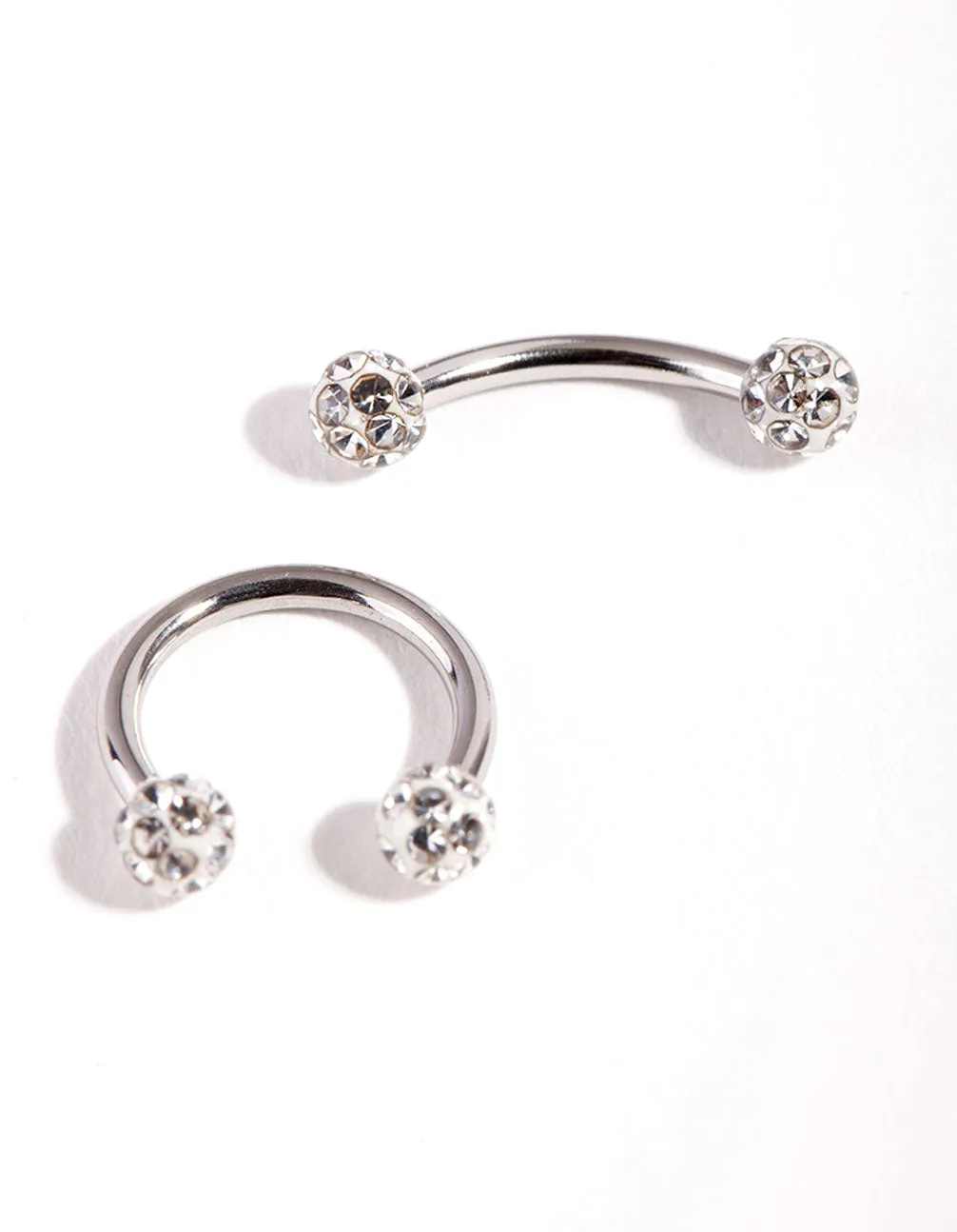 Pearlescent Item Stunning Design Surgical Steel Diamante Horseshoe Barbell Pack