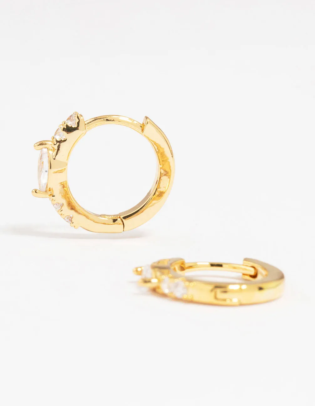 Gold Plated Diamante Marquise Pave Huggie Earrings Exquisite Aesthetic Lightweight product