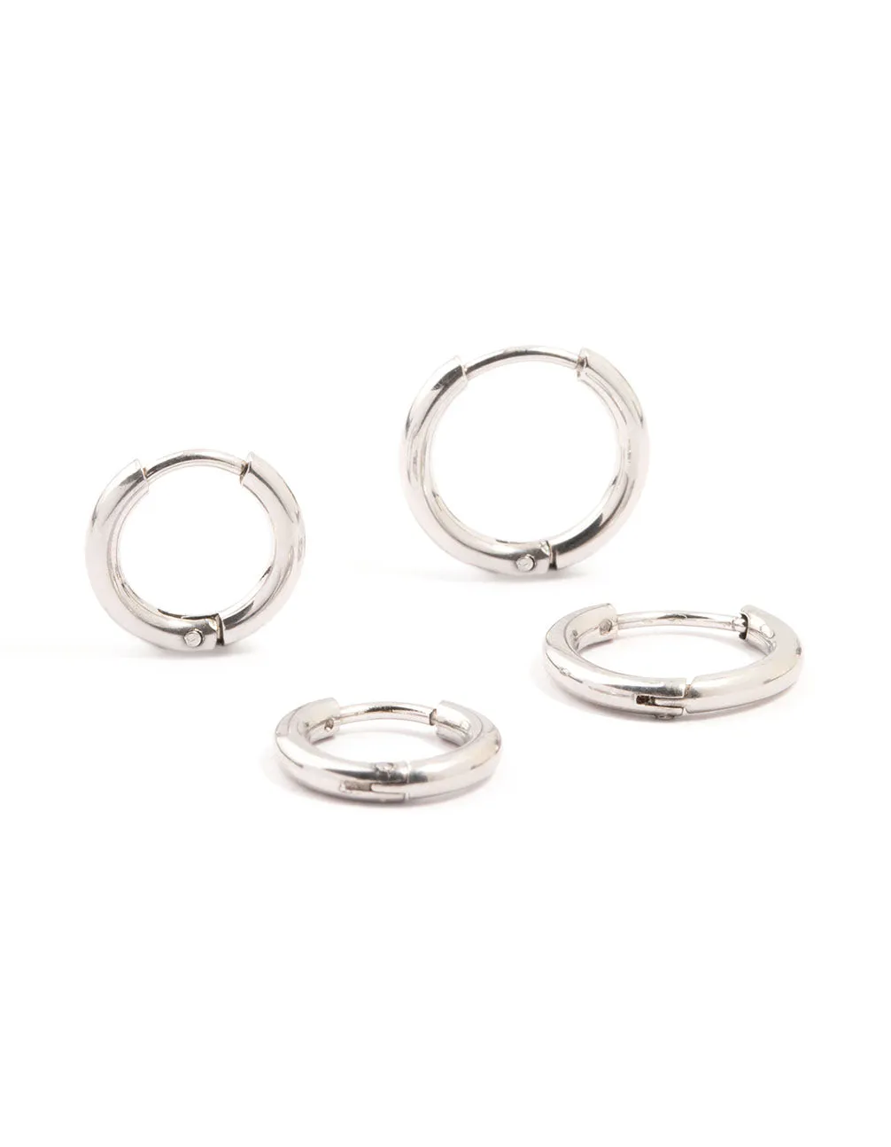 Waterproof Stainless Steel Medium Hoop Earrings 2-Pack Shiny look