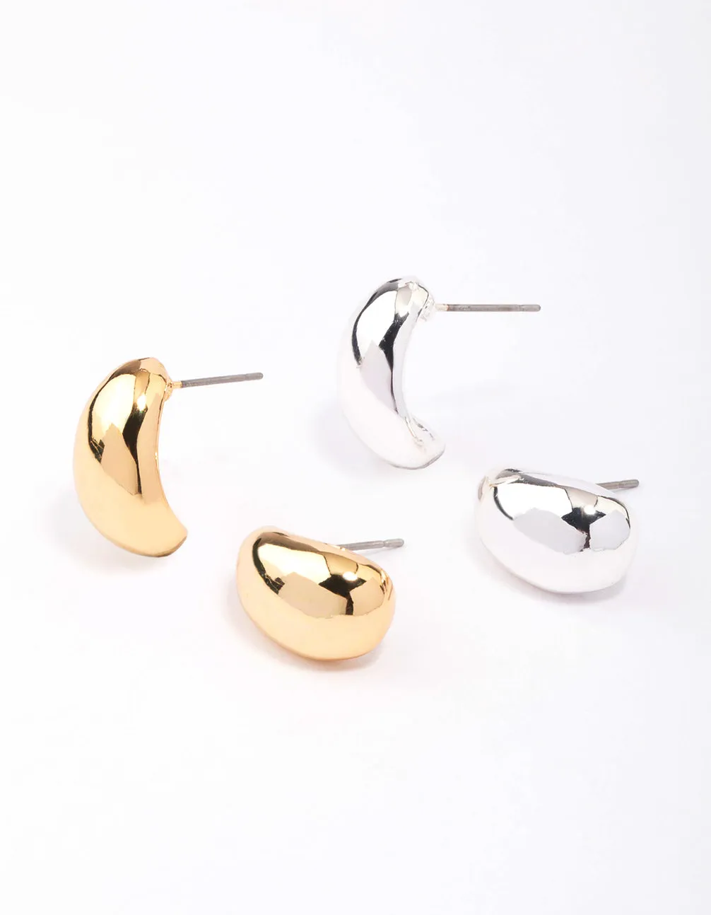Gold & Silver Plated Bubble Stud Earring Pack Elegant Look Stylish Jewelry
