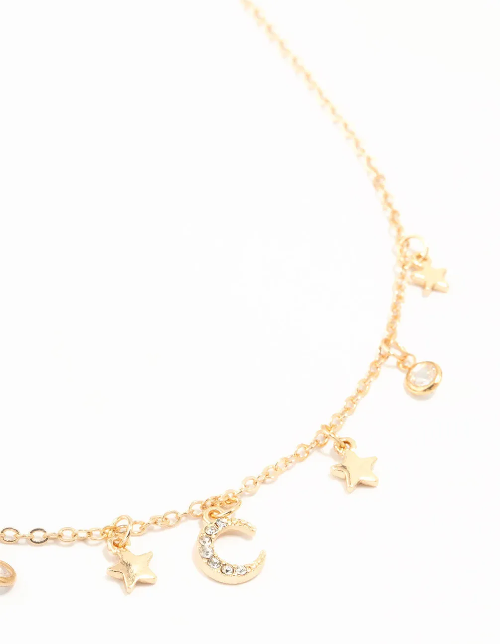 Historical Jewelry Gold Celestial Diamante Drop Necklace