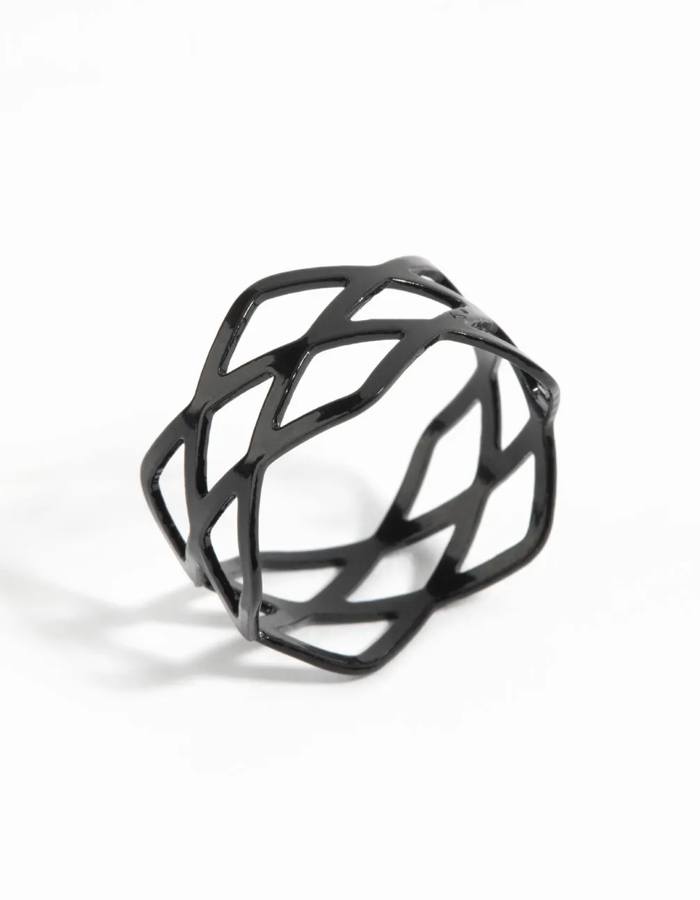 Coated Metal Multi Crossover Ring Shiny Design