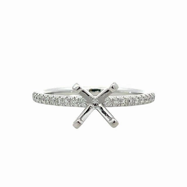 14K White Gold  Diamond Semi Mount Elegant Appeal Natural Spark