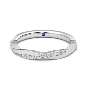 Twisted Band Pav?? Moissanite Wedding Band with Anniversary Stone Accent Classic Ornament Travel Present