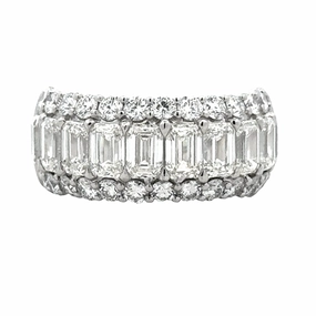 PLAT 1/2 Way Around Emerald Cut and Round Diamond Anniversary Band (5.4cttw) Minimal Design