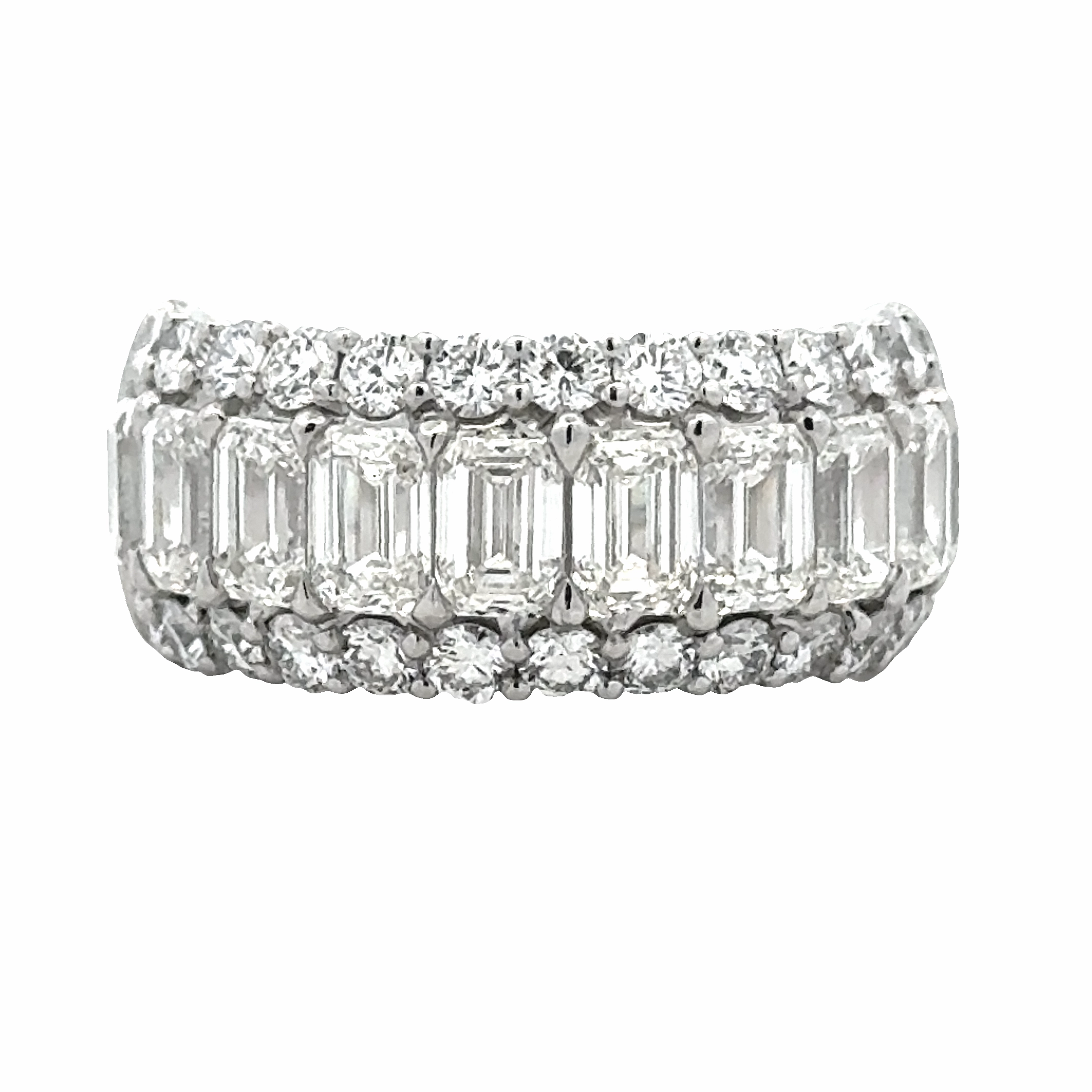 PLAT 1/2 Way Around Emerald Cut and Round Diamond Anniversary Band (5.4cttw) Minimal Design