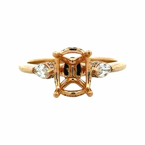 18KY Oval and Marquise Diamond Semi-mount Unique Design City Look